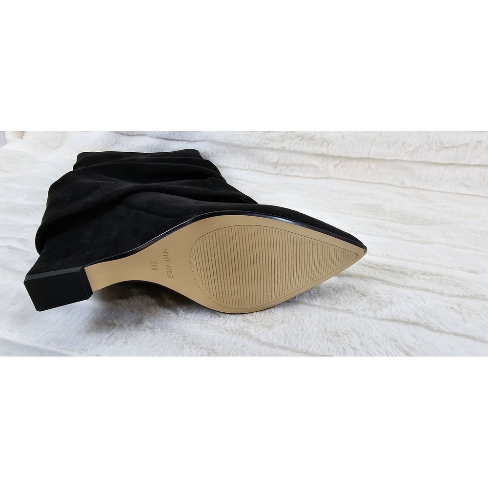 Nine West Amazin2 Black Suede Pointed Toe Slouch High Boots Size 7M - Picture 6 of 7